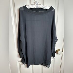 Eileen Fisher Charcoal Gray Top 💯 silk